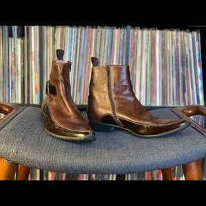 John Fluevog Brown Dual Leather Boots